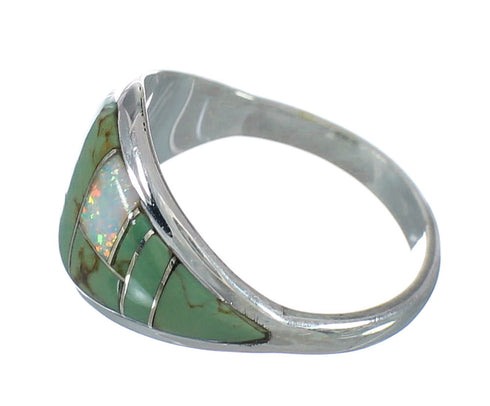 Silver Opal Turquosie Southwestern Ring Size 7-3/4 YX82605